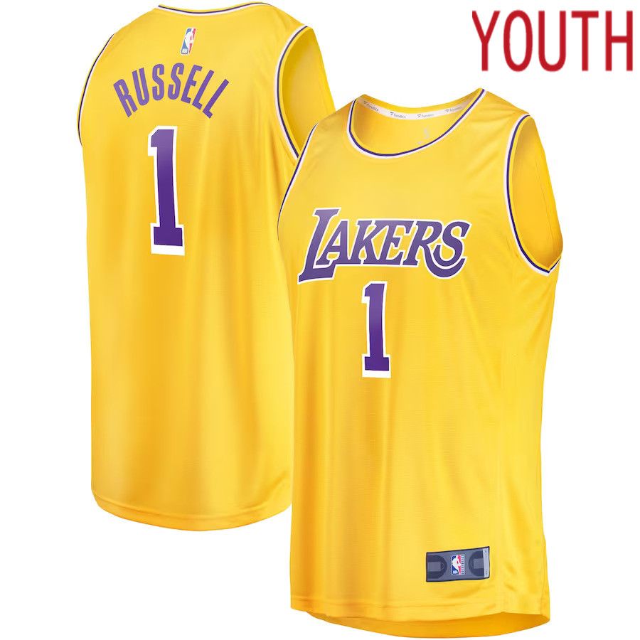 Youth Los Angeles Lakers #1 D Angelo Russell Fanatics Branded Gold Fast Break Player NBA Jersey